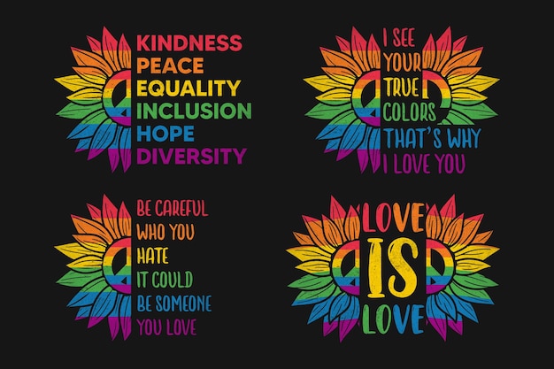 Diseño de camiseta de arco iris gay de orgullo de girasol