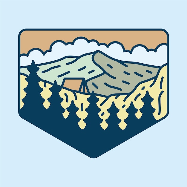 Diseño de camiseta de arte vectorial de ilustración gráfica de camping y montañas