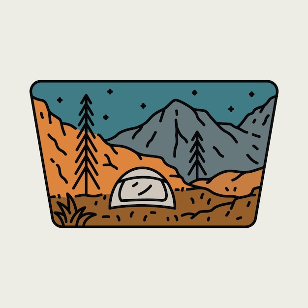 Diseño de camiseta de arte vectorial de ilustración gráfica de camping y montañas