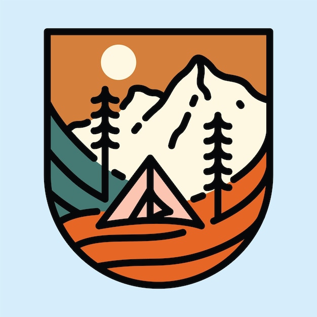 Vector diseño de camiseta de arte vectorial de ilustración gráfica de camping y montañas