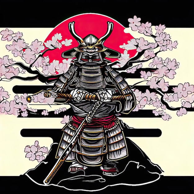 Diseño de camiseta artística bushido blade para entusiastas de la cultura japonesa