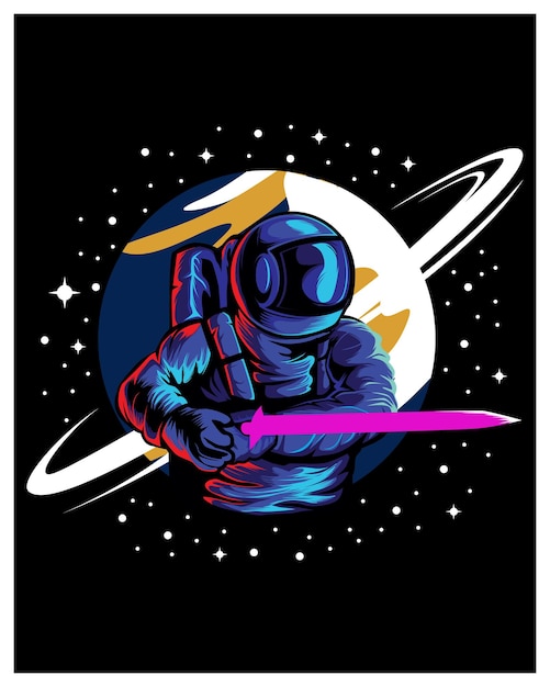 Diseño de camiseta de astronauta Diseño gráfico vectorial