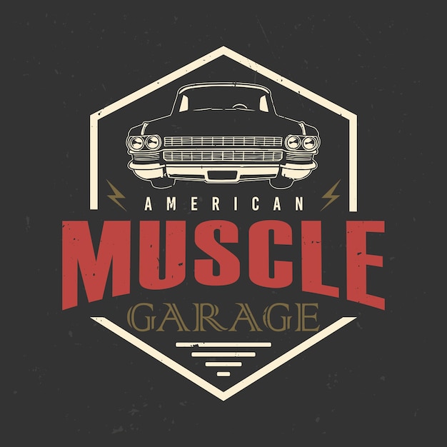 Diseño de camiseta de automóviles clásicos American Muscle Logotipo vectorial Gráficos de camisetas de automóviles clásica