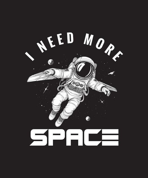 Diseño de camiseta de aventura espacial de astronauta