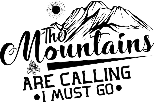 Diseño de camiseta de aventura y montañas de vector libre vintage