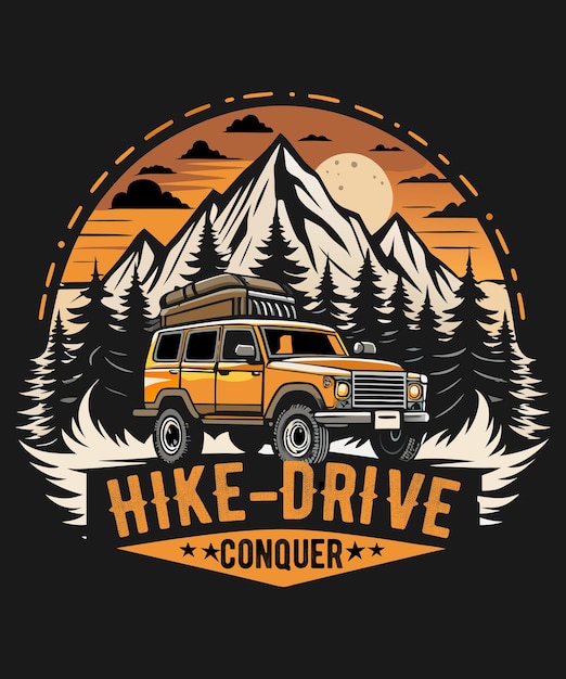 diseño de camiseta de aventura offroad arte vectorial