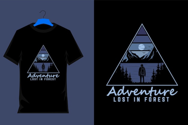 Diseño de camiseta de aventura perdida en el bosque