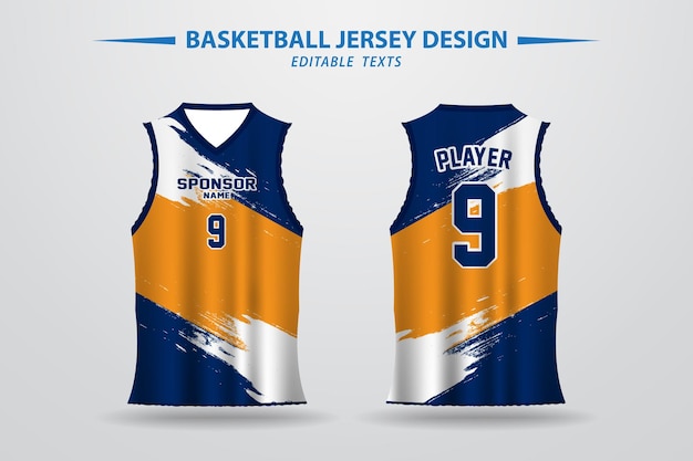 Diseño de camiseta de baloncesto y plantilla para imprimir.