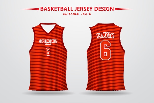 Vector diseño de camiseta de baloncesto rojo para imprimir.