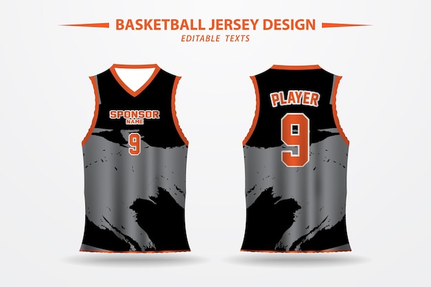 diseño de camiseta de baloncesto vectorial y plantilla para imprimir por delante y por detrás
