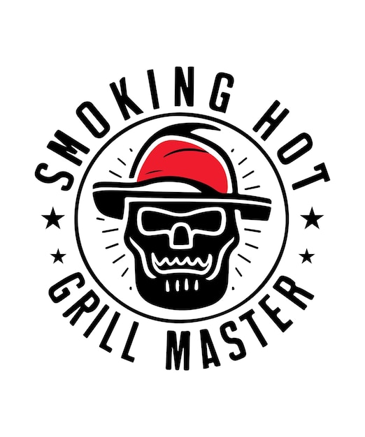 Vector diseño de la camiseta de barbacoa de smoking hot grill master