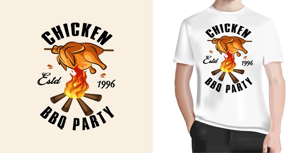 Vector diseño de camiseta bbq bbq chicken party