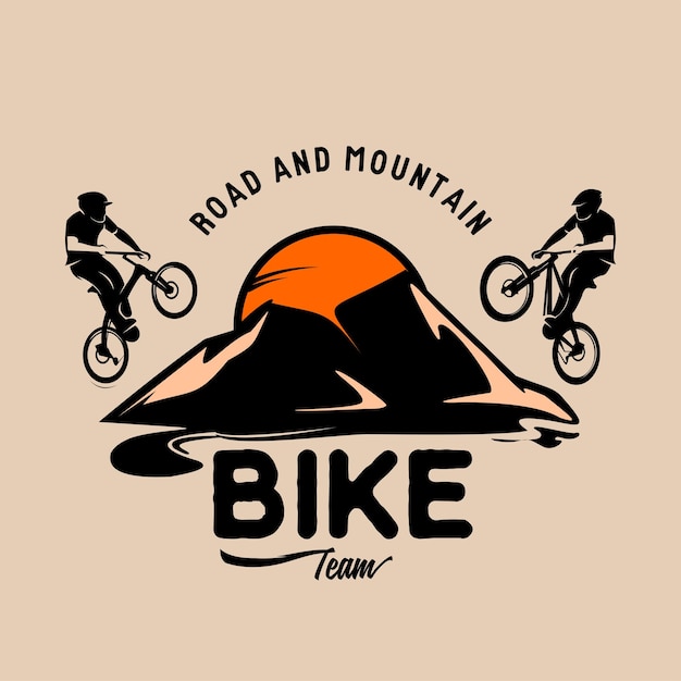 Vector diseño de camiseta bicicleta de montaña cuesta abajo con silueta ciclista de montaña ilustración plana