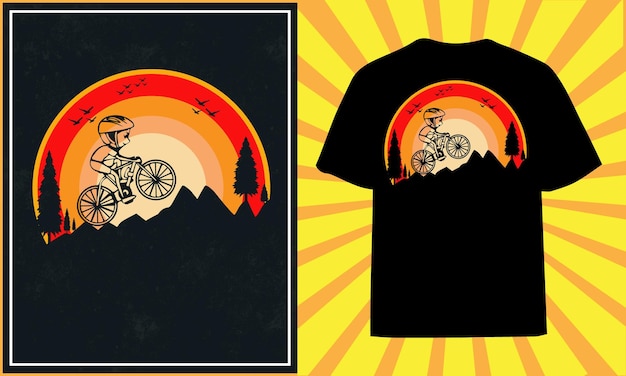 Diseño de camiseta de bicicleta vintage retro de bicicleta de montaña vector premium