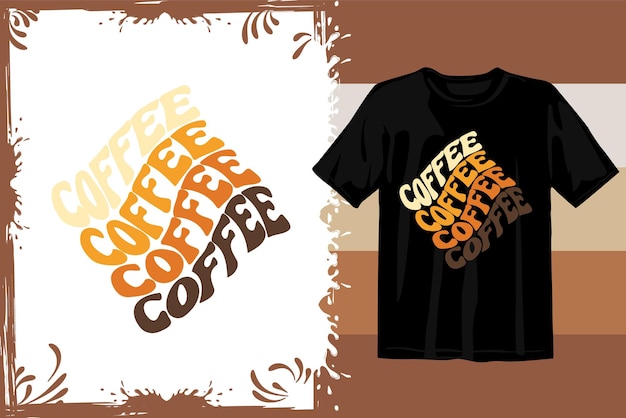 Diseño de camiseta de café retro. Café ondulado SVG. tipografía café diseño gráficos vectoriales
