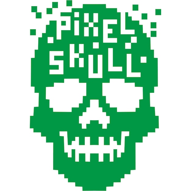 diseño de camiseta de calavera de píxel de signo digital