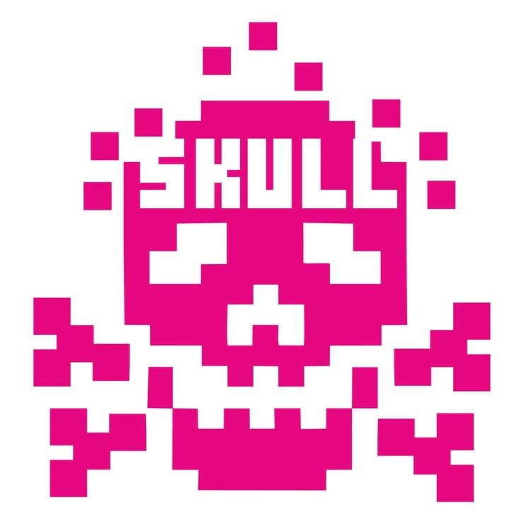 Vector diseño de camiseta de calavera de píxel de signo digital