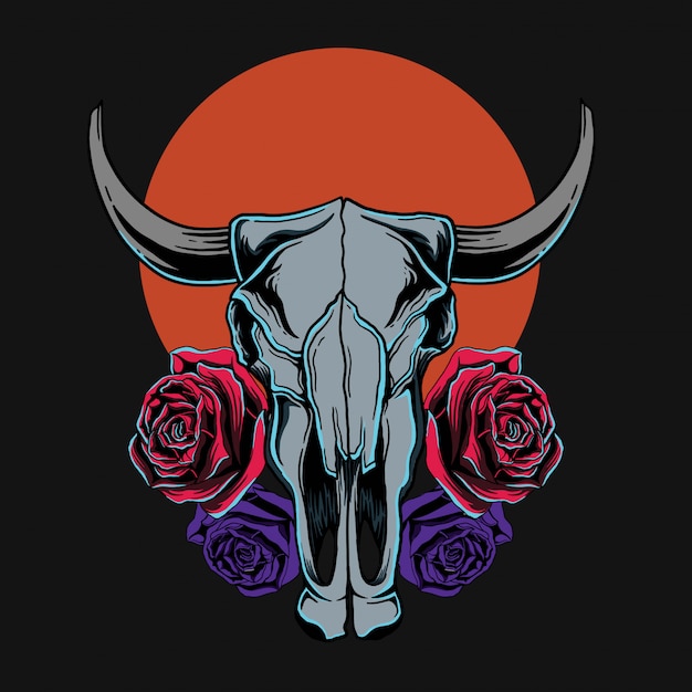 Diseño de camiseta de calavera y rosas de cabra