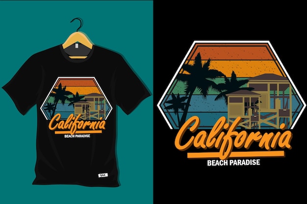 Diseño de camiseta california beach paradise