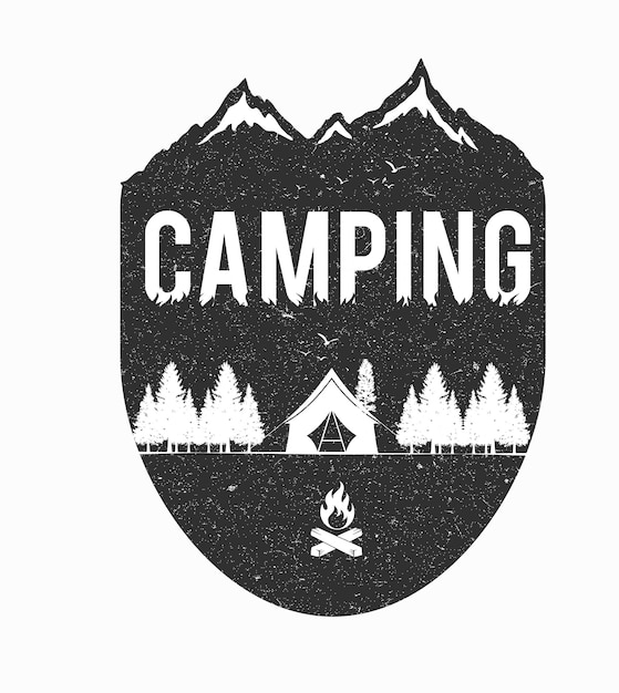 Diseño de camiseta de camping de montaña,