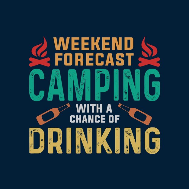 Diseño de camiseta de camping de pronóstico de fin de semana