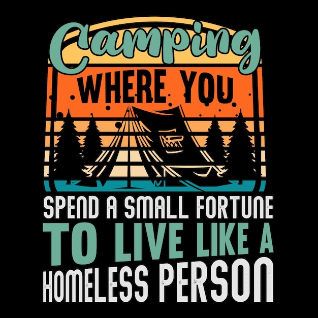 Diseño de camiseta de camping, vector, elemento gráfico, ilustración