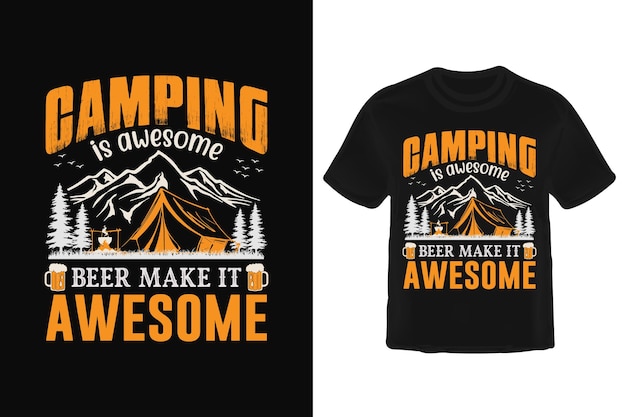 Diseño de camiseta de camping