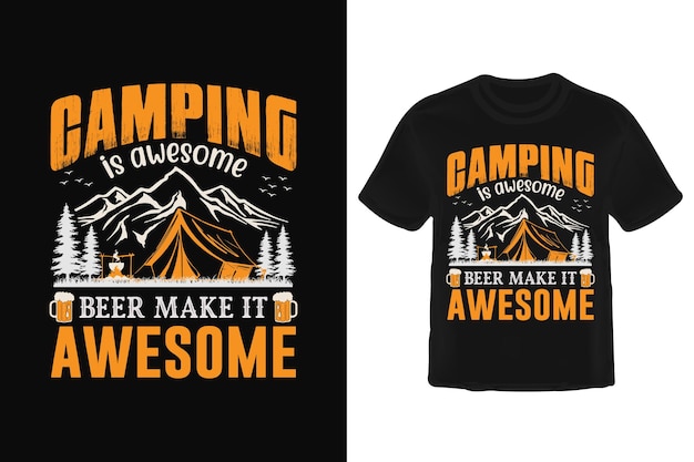 Vector diseño de camiseta de camping