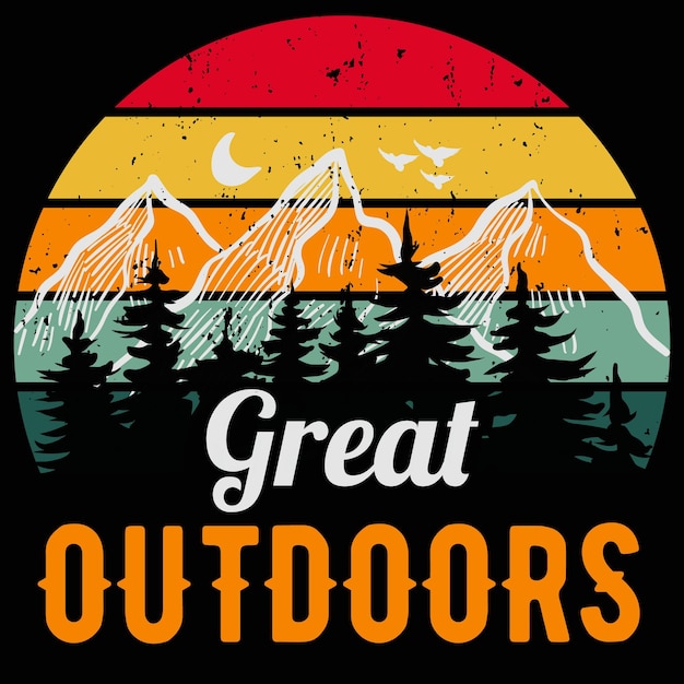 Diseño de camiseta de camping.