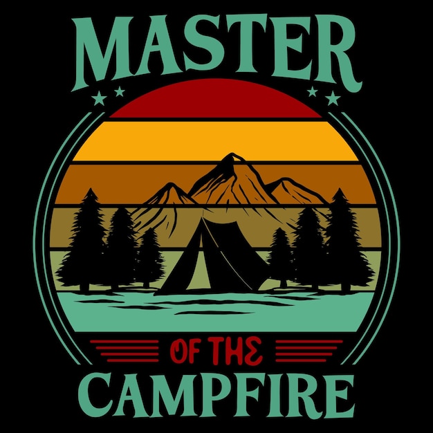 Diseño de camiseta de camping.