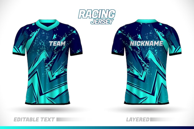 Diseño de camiseta de carreras deportivas Plantillas de diseño de camiseta delantera y trasera