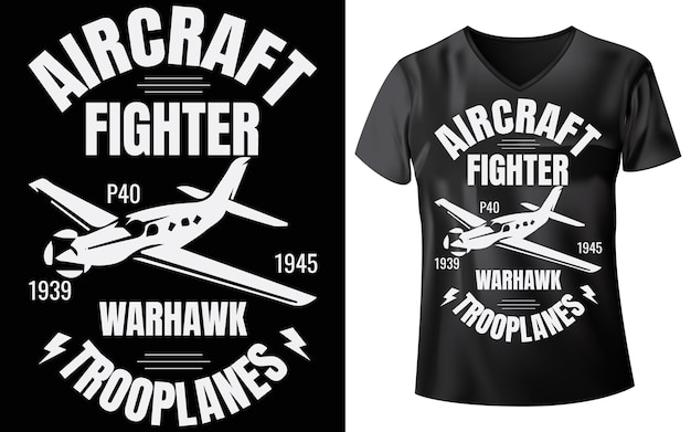 DISEÑO DE CAMISETA DE CAZA DE AVIÓN