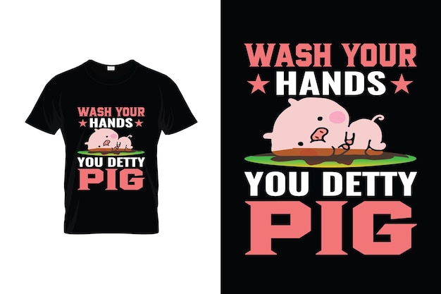 Diseño de camiseta de cerdo o diseño de cartel de cerdo o ilustración de cerdo