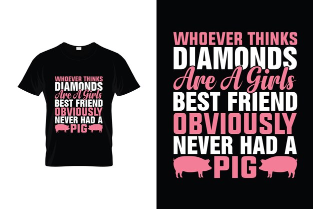 Diseño de camiseta de cerdo o diseño de cartel de cerdo o ilustración de cerdo