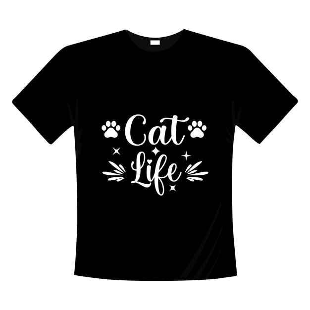 Diseño de camiseta de citas de letras divertidas de vida de gato