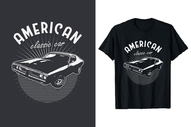 Vector diseño de camiseta de coche clásico americano, camiseta vectorial de coches antiguos, camiseta personalizada de coches retro gráficos