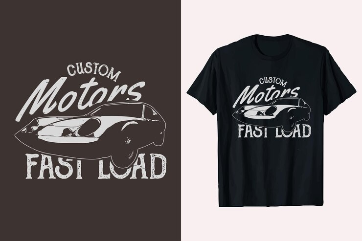 Diseño de camiseta de coche clásico de carga rápida con motores personalizados vintage