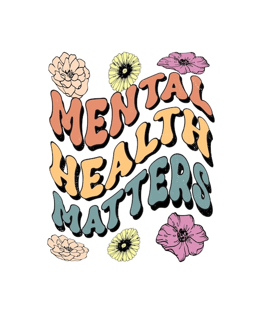 Diseño de camiseta de conciencia de salud mental, diseño de camiseta de estilo vintage, estilo maravilloso Salud mental Awa