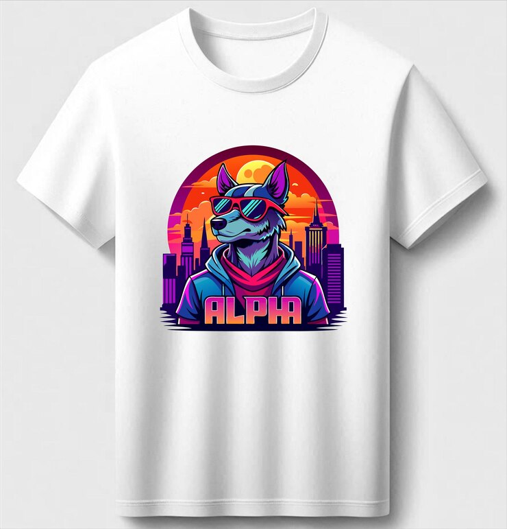 Diseño de camiseta con Cool Dog en un entorno urbano