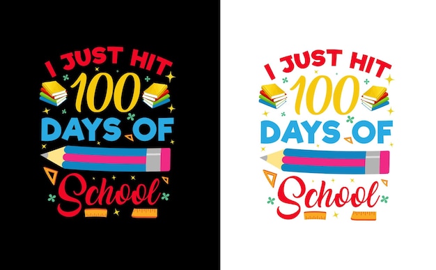 Vector diseño de camiseta creativa de 100 días de escuela