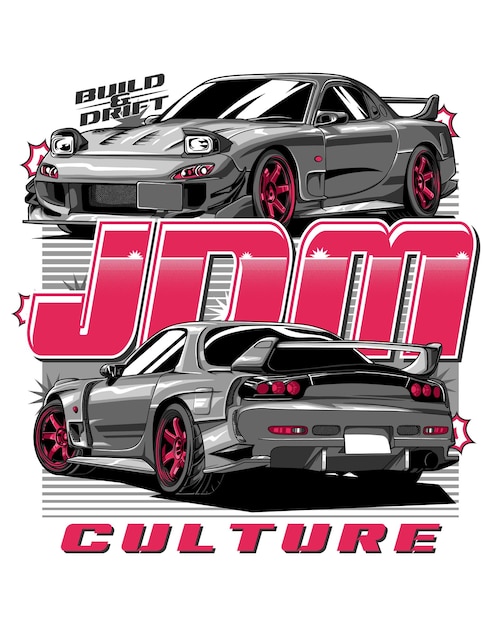 Diseño de camiseta de cultura JDM con texto en el centro