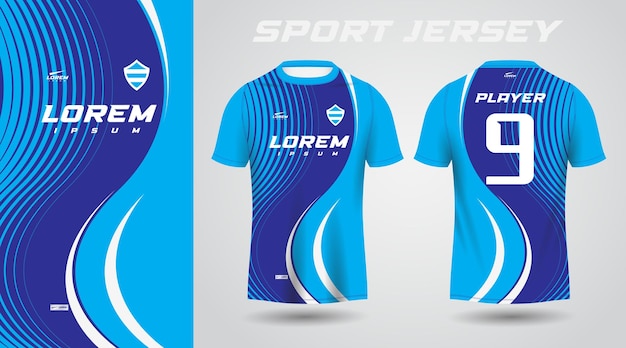 Diseño de camiseta deportiva de camisa azul