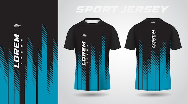 Diseño de camiseta deportiva de camiseta negra azul