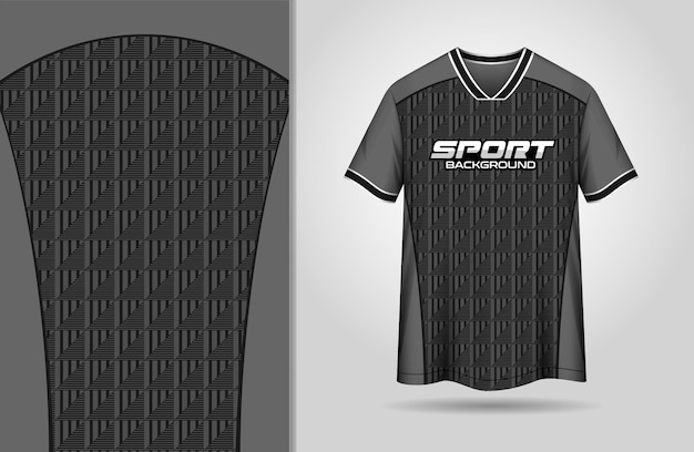 Diseño de camiseta deportiva con fondo de patrón negro