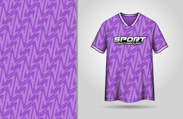 Diseño de camiseta deportiva con fondo de patrón púrpura