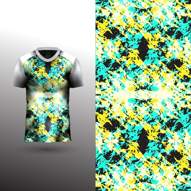 Diseño de camiseta deportiva fresca sobre fondo abstracto