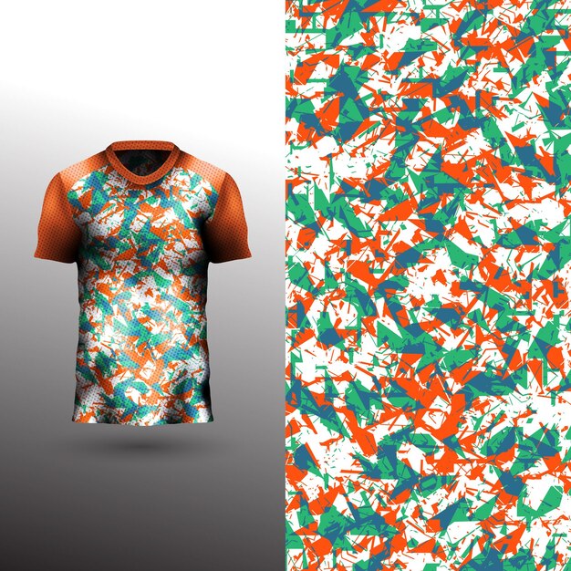 Diseño de camiseta deportiva fresca sobre fondo abstracto