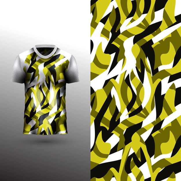 Diseño de camiseta deportiva fresca sobre fondo abstracto