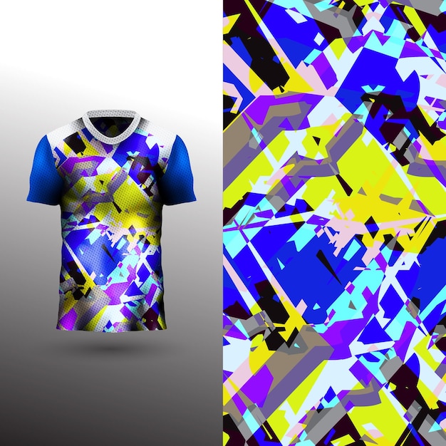 Diseño de camiseta deportiva fresca sobre fondo abstracto