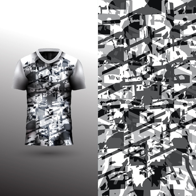Diseño de camiseta deportiva fresca sobre fondo abstracto